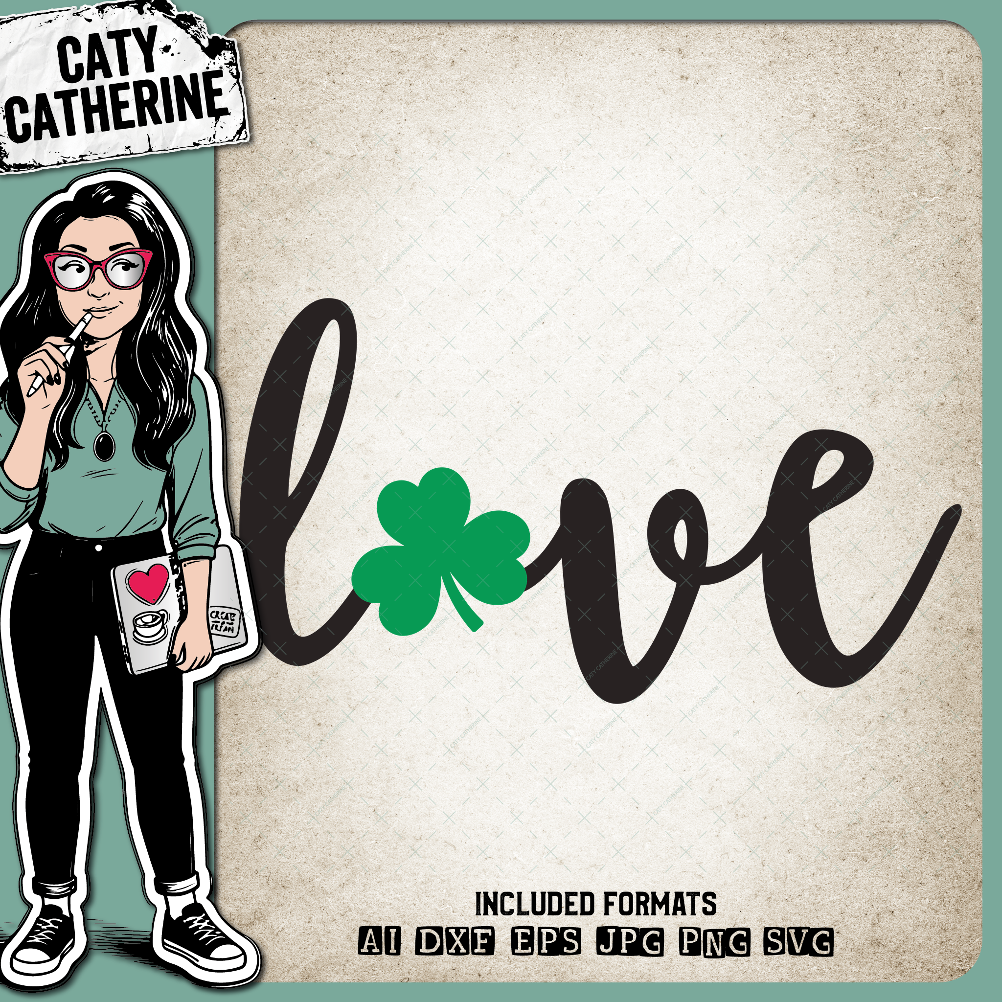 Love with Shamrock St Patrick's Day – SVG Design by Caty Catherine