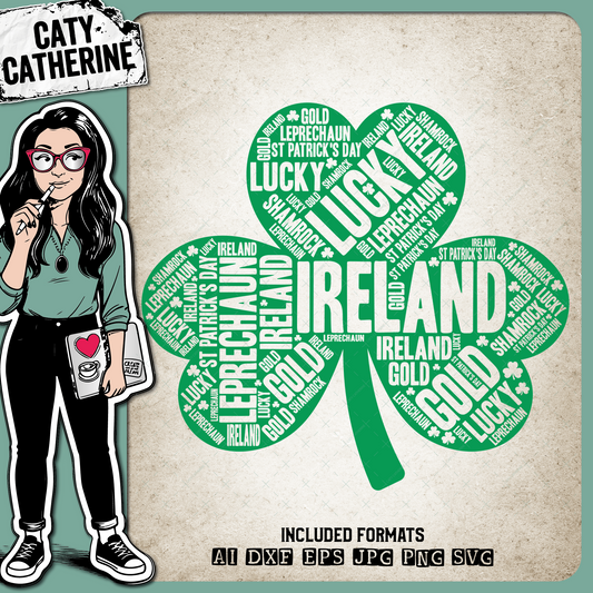 Shamrock Word Art Lucky Gold Ireland Leprechaun St Patrick's Day – SVG Design by Caty Catherine