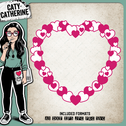 Scattered Love Heart Frame Valentine's Day – Valentine’s Day SVG Design by Caty Catherine