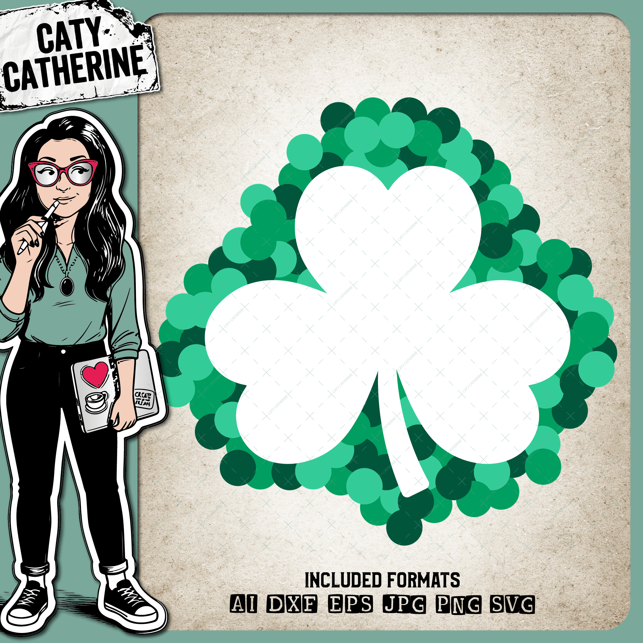 Dotted Shamrock Outline St Patrick's Day – SVG Design by Caty Catherine