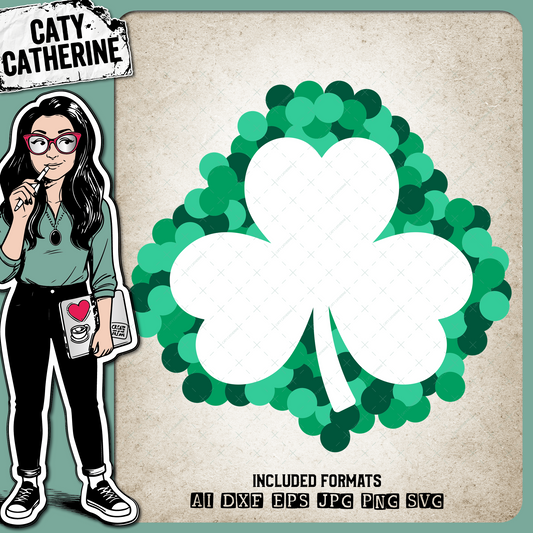 Dotted Shamrock Outline St Patrick's Day – SVG Design by Caty Catherine