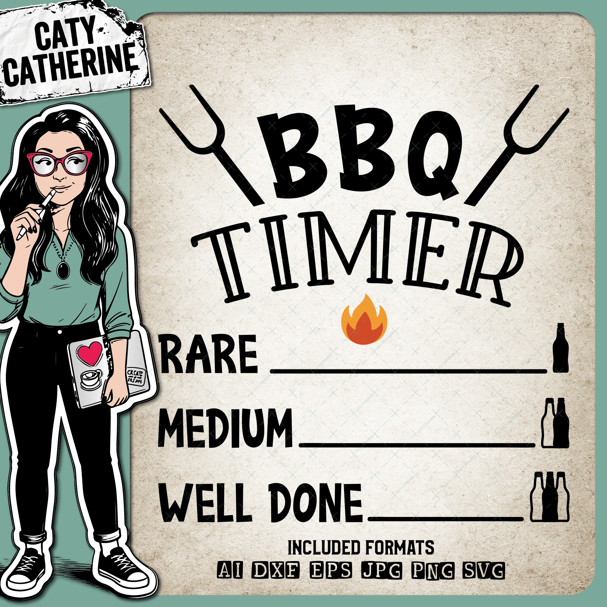 BBQ Timer Rare Medium Well Done 123 Beers Father's Day – Father’s Day SVG Design by Caty Catherine