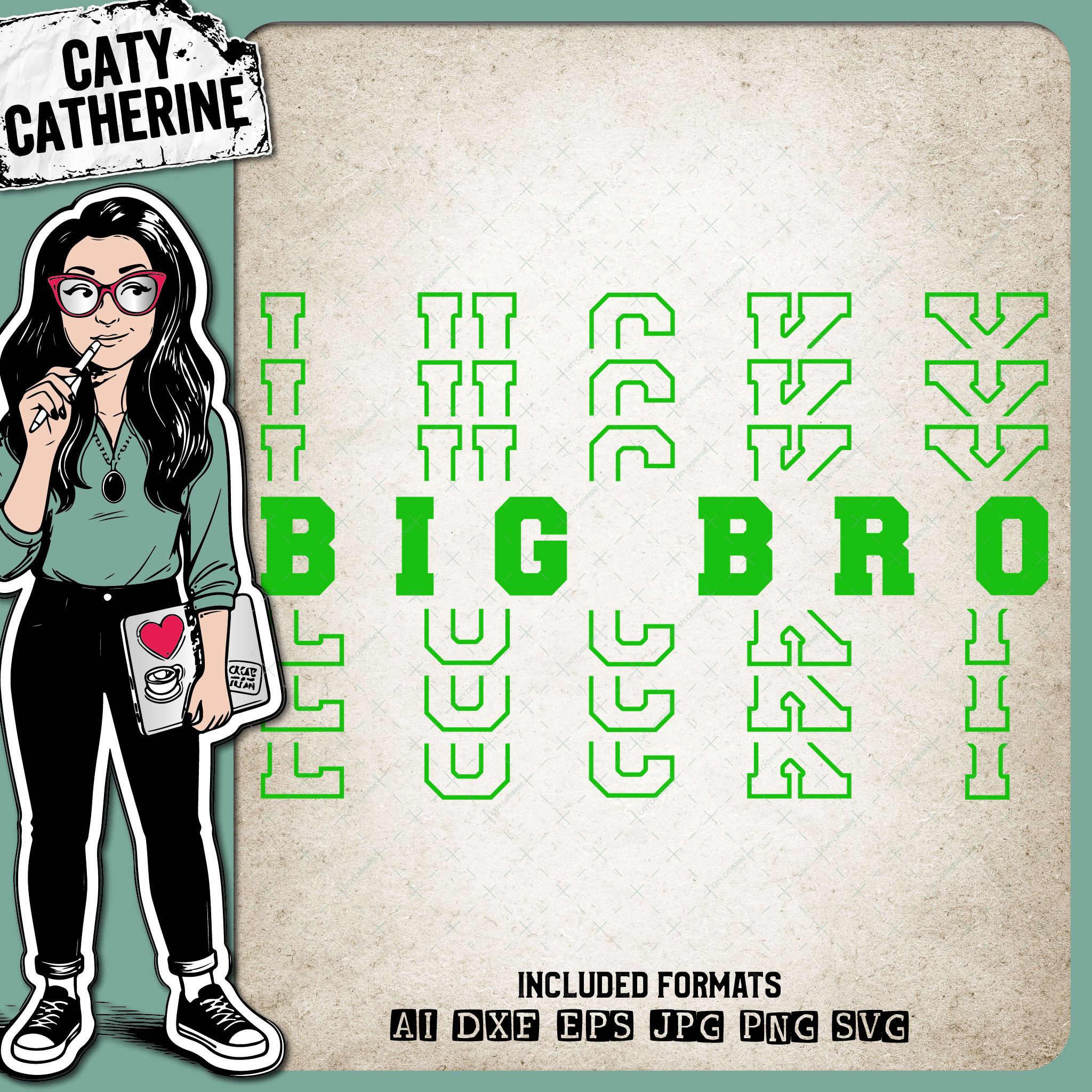St Patrick's Day Stacked Mirrored Letters Lucky Big Bro – SVG Design by Caty Catherine
