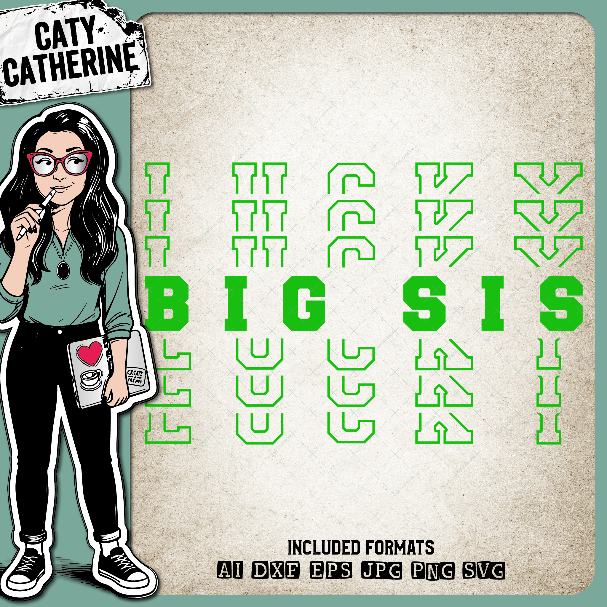 St Patrick's Day Stacked Mirrored Letters Lucky Big Sis – SVG Design by Caty Catherine