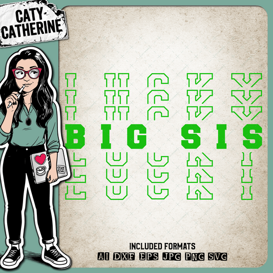 St Patrick's Day Stacked Mirrored Letters Lucky Big Sis – SVG Design by Caty Catherine