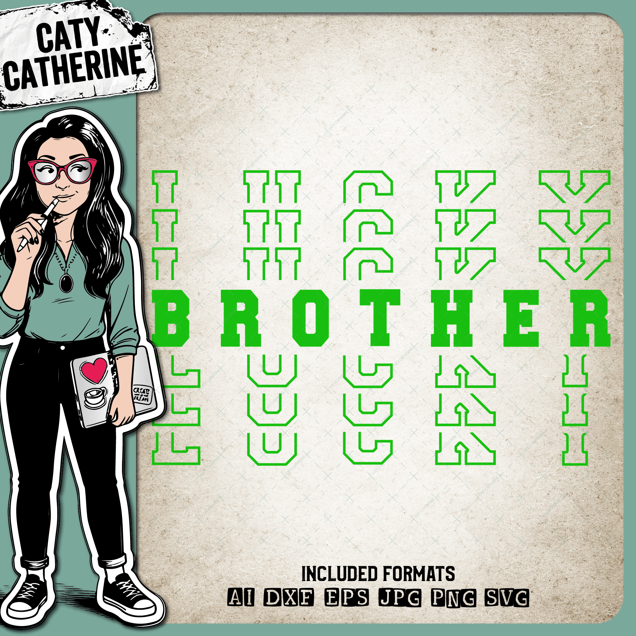 St Patrick's Day Stacked Mirrored Letters Lucky Brother – SVG Design by Caty Catherine