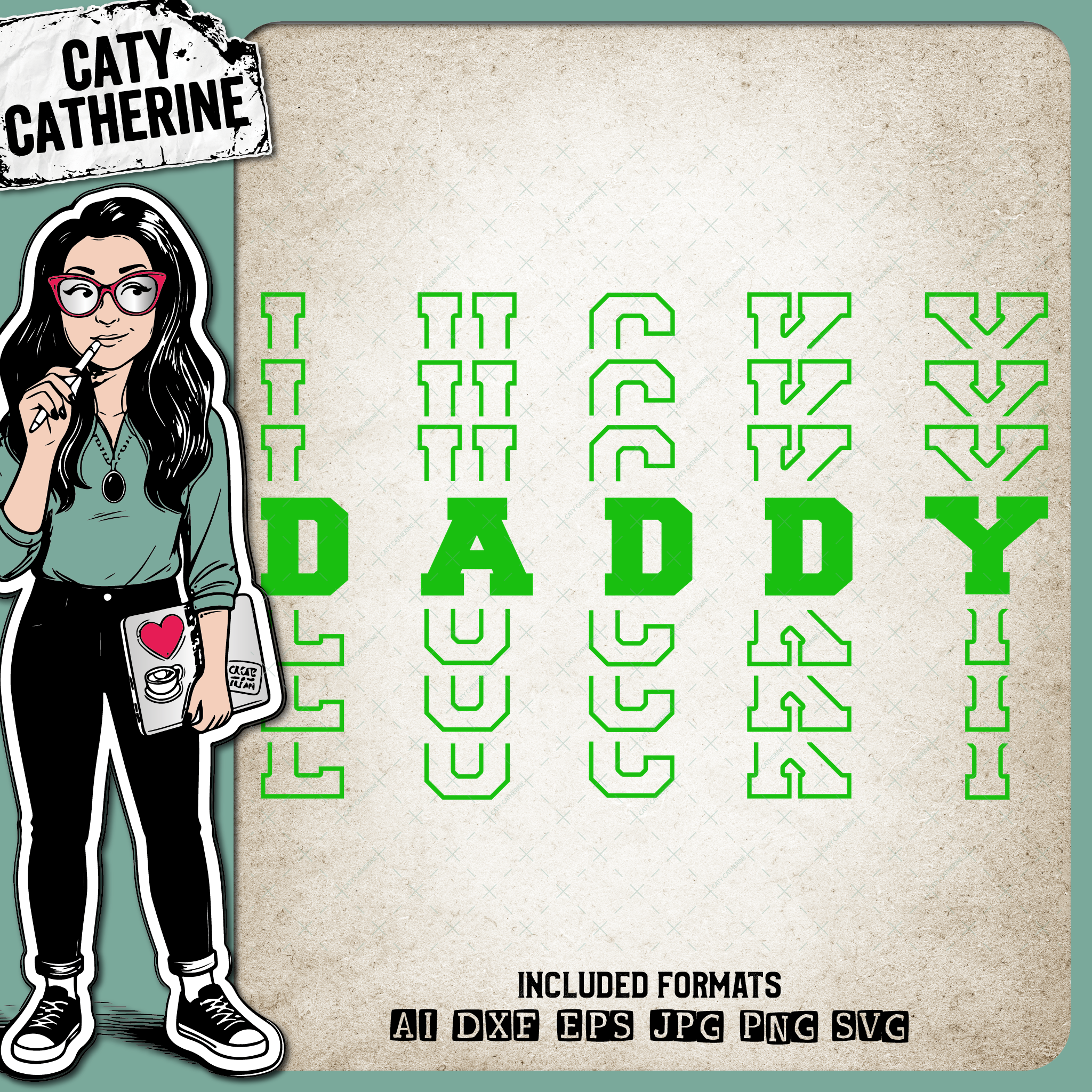 St Patrick's Day Stacked Mirrored Letters Lucky Daddy – SVG Design by Caty Catherine