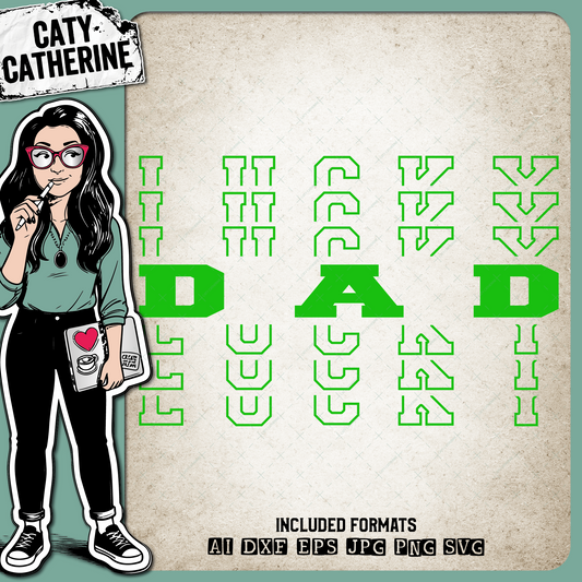 St Patrick's Day Stacked Mirrored Letters Lucky Dad – SVG Design by Caty Catherine
