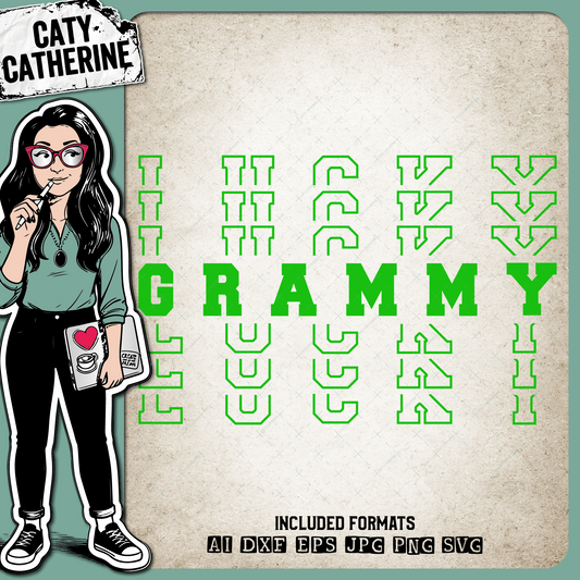 St Patrick's Day Stacked Mirrored Letters Lucky Grammy – SVG Design by Caty Catherine