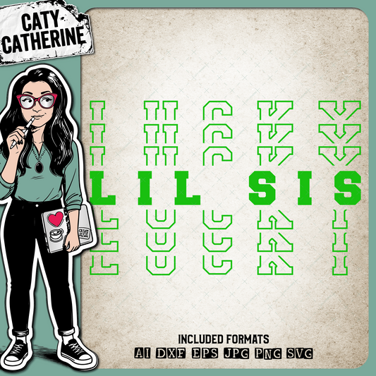 St Patrick's Day Stacked Mirrored Letters Lucky Lil Sis – SVG Design by Caty Catherine