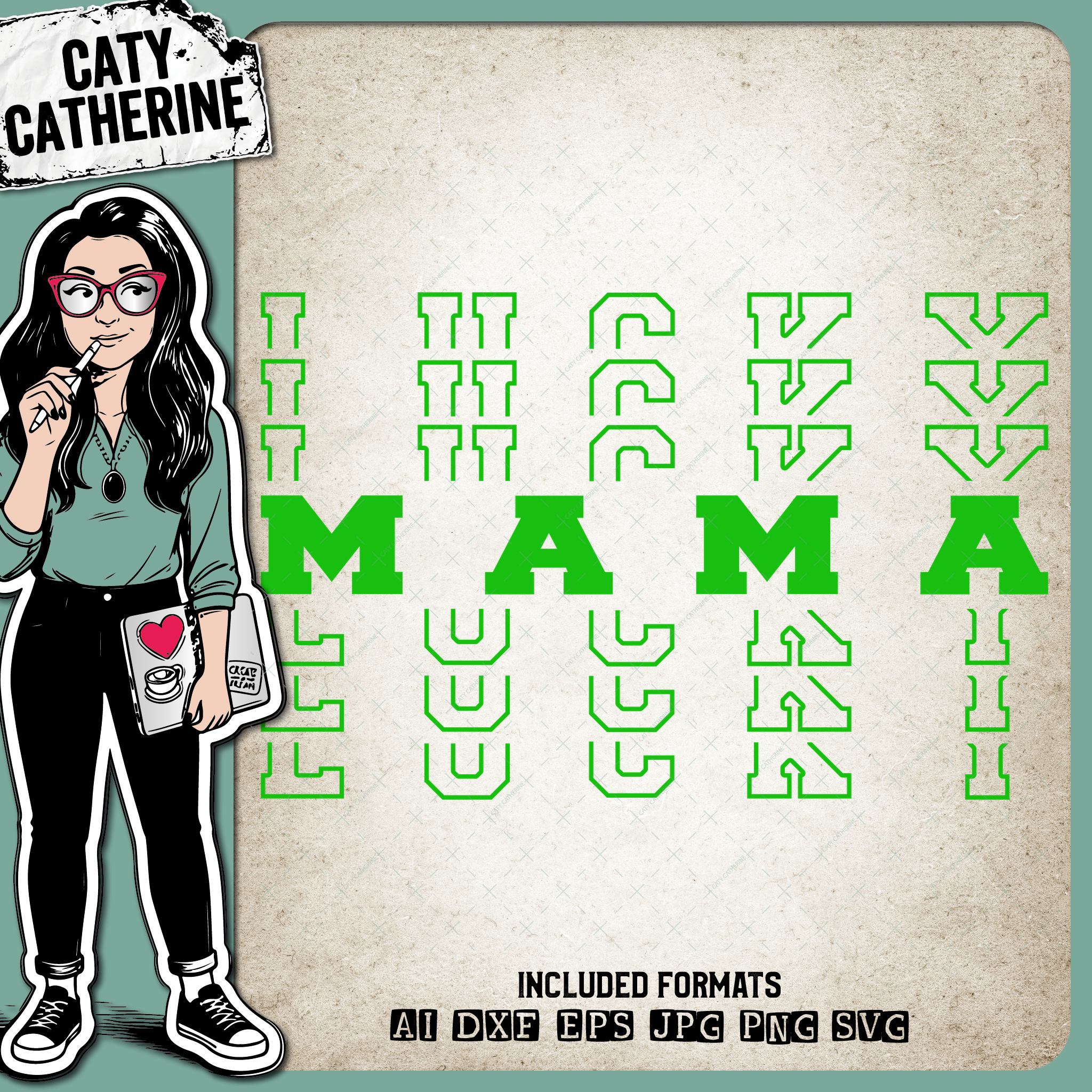 St Patrick's Day Stacked Mirrored Letters Lucky Mama – SVG Design by Caty Catherine