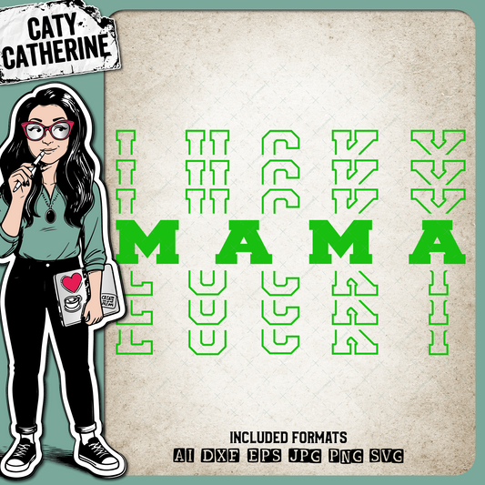 St Patrick's Day Stacked Mirrored Letters Lucky Mama – SVG Design by Caty Catherine