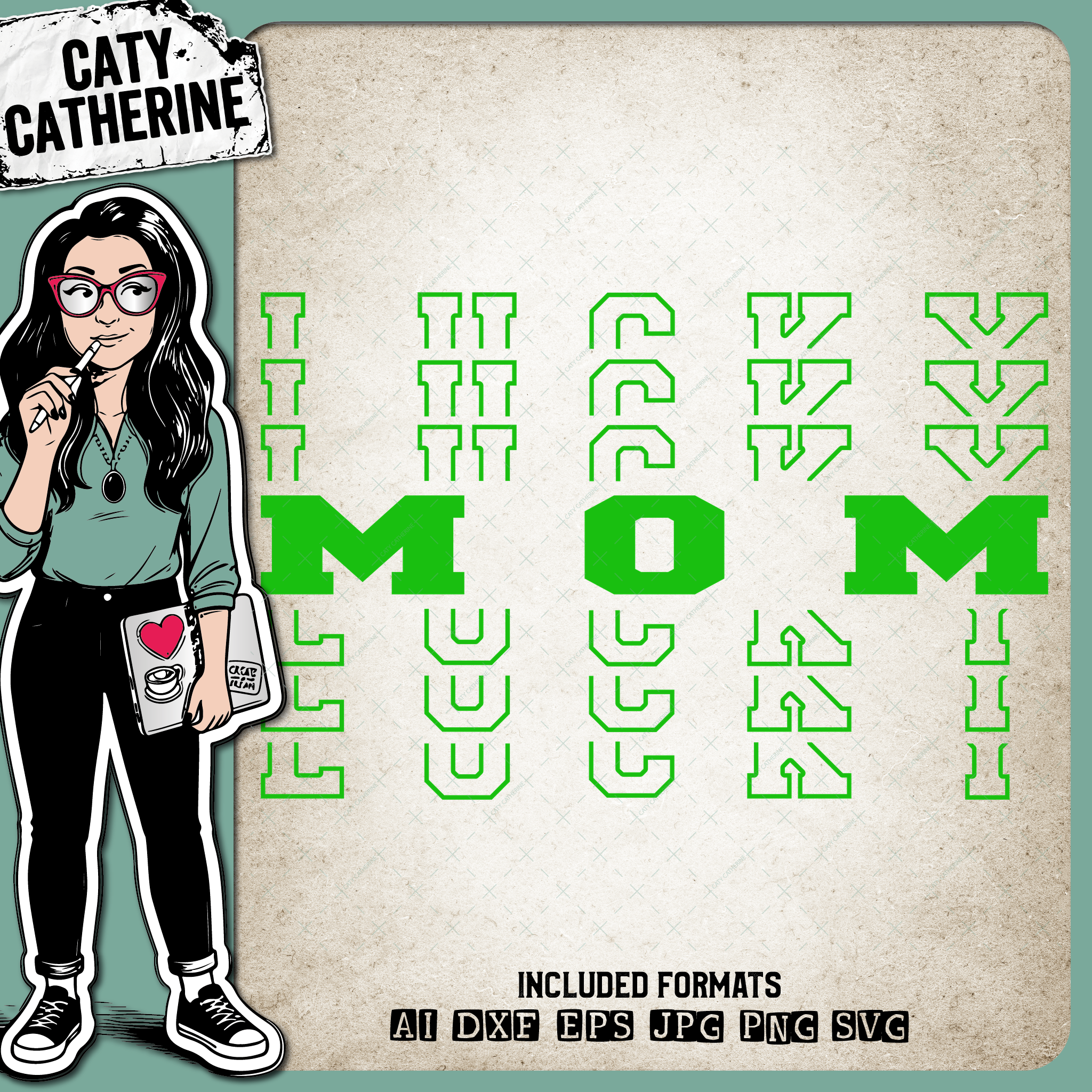 St Patrick's Day Stacked Mirrored Letters Lucky Mom – SVG Design by Caty Catherine