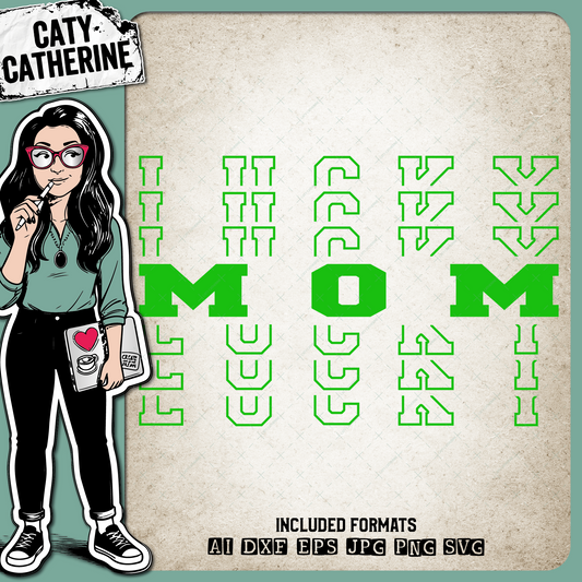 St Patrick's Day Stacked Mirrored Letters Lucky Mom – SVG Design by Caty Catherine
