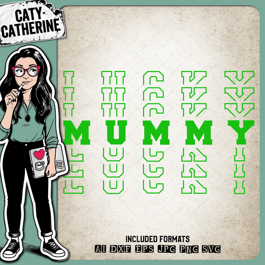 St Patrick's Day Stacked Mirrored Letters Lucky Mummy – SVG Design by Caty Catherine