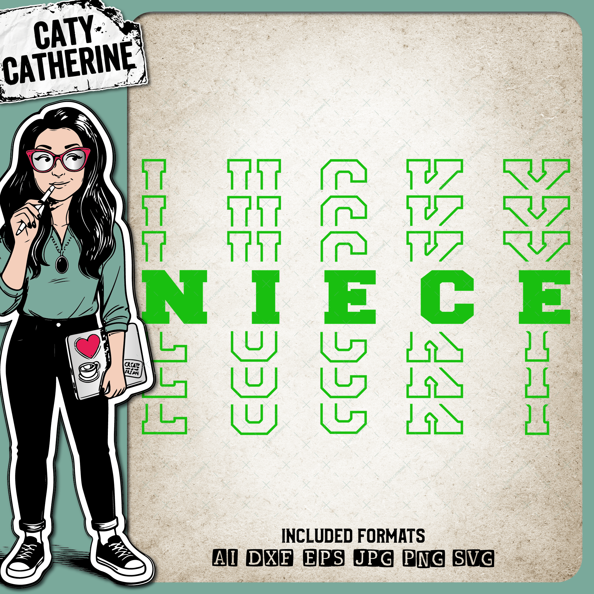 St Patrick's Day Stacked Mirrored Letters Lucky Niece – SVG Design by Caty Catherine