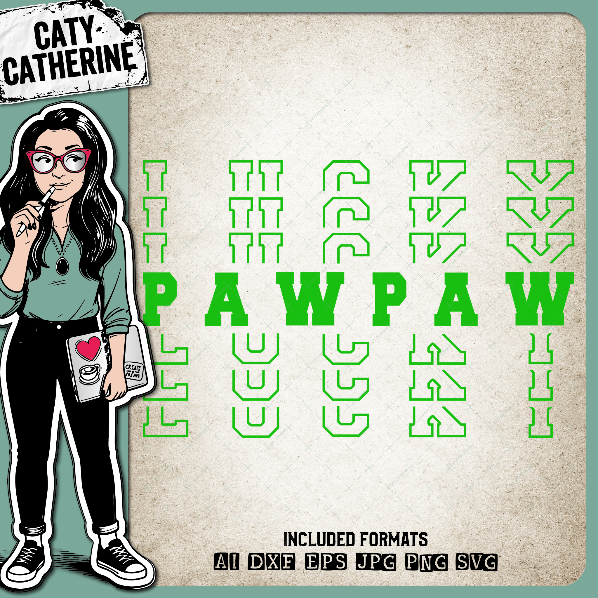 St Patrick's Day Stacked Mirrored Letters Lucky PawPaw – SVG Design by Caty Catherine