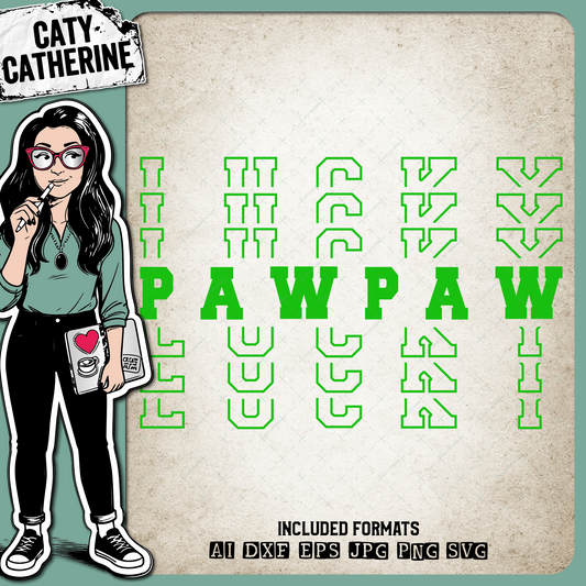 St Patrick's Day Stacked Mirrored Letters Lucky PawPaw – SVG Design by Caty Catherine