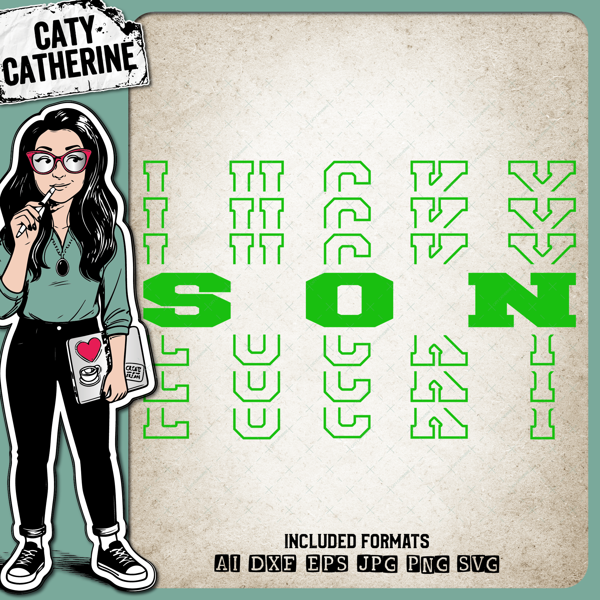St Patrick's Day Stacked Mirrored Letters Lucky Son – SVG Design by Caty Catherine