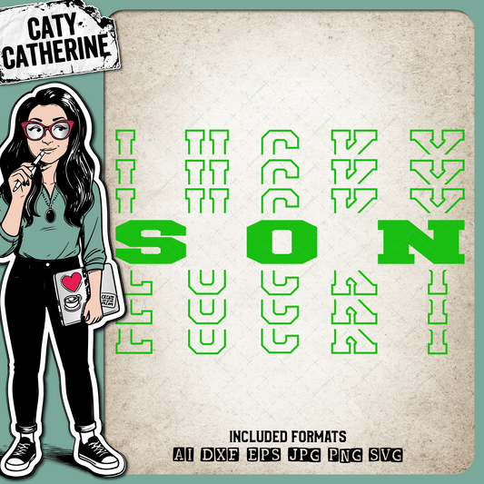 St Patrick's Day Stacked Mirrored Letters Lucky Son – SVG Design by Caty Catherine