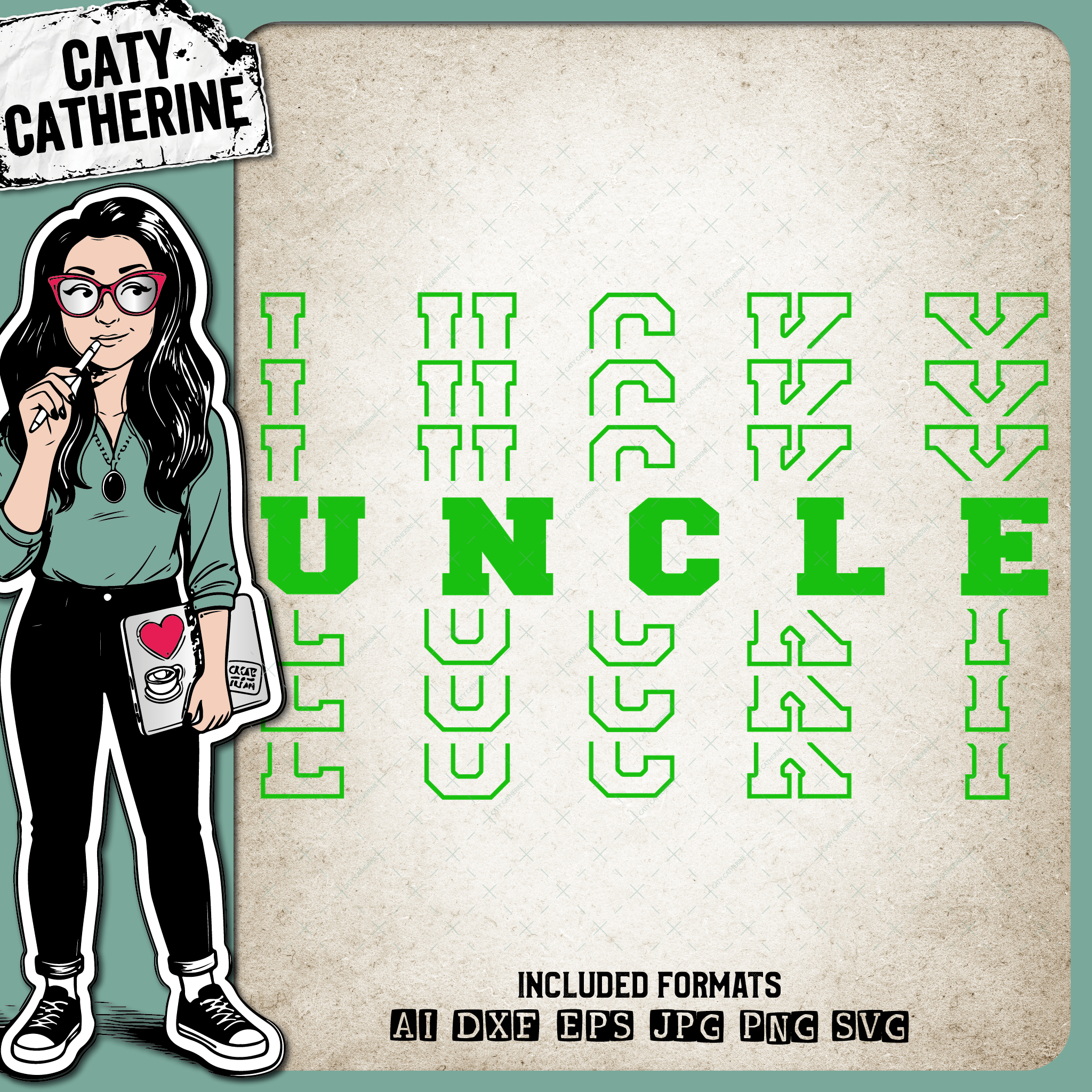 St Patrick's Day Stacked Mirrored Letters Lucky Uncle – SVG Design by Caty Catherine