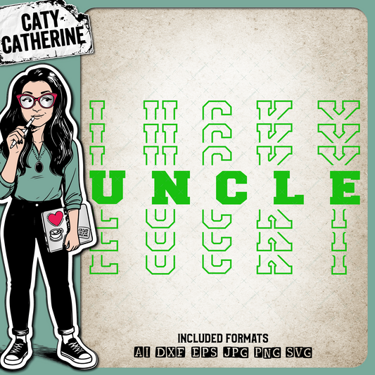 St Patrick's Day Stacked Mirrored Letters Lucky Uncle – SVG Design by Caty Catherine