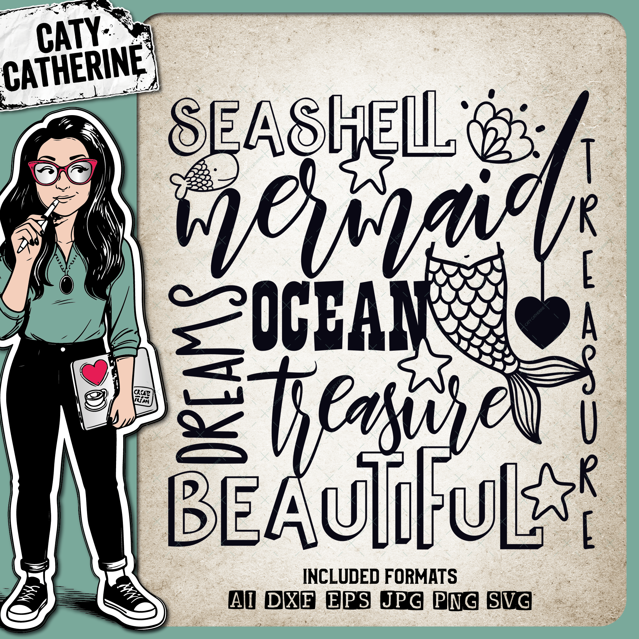 Mermaid Typography – Quotes & Sayings SVG Design by Caty Catherine