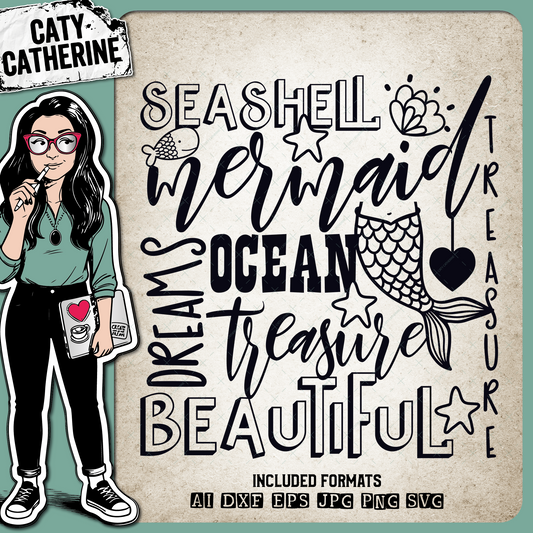 Mermaid Typography – Quotes & Sayings SVG Design by Caty Catherine