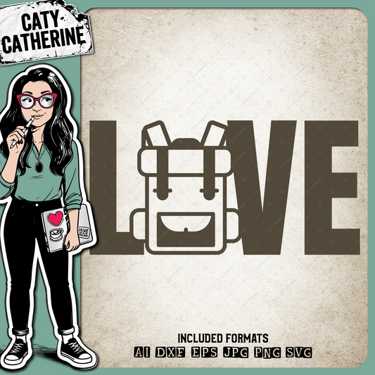 LOVE Hiking with Backpack – Outdoors SVG Design by Caty Catherine