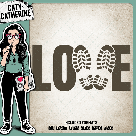LOVE Hiking with Footprintss – Outdoors SVG Design by Caty Catherine
