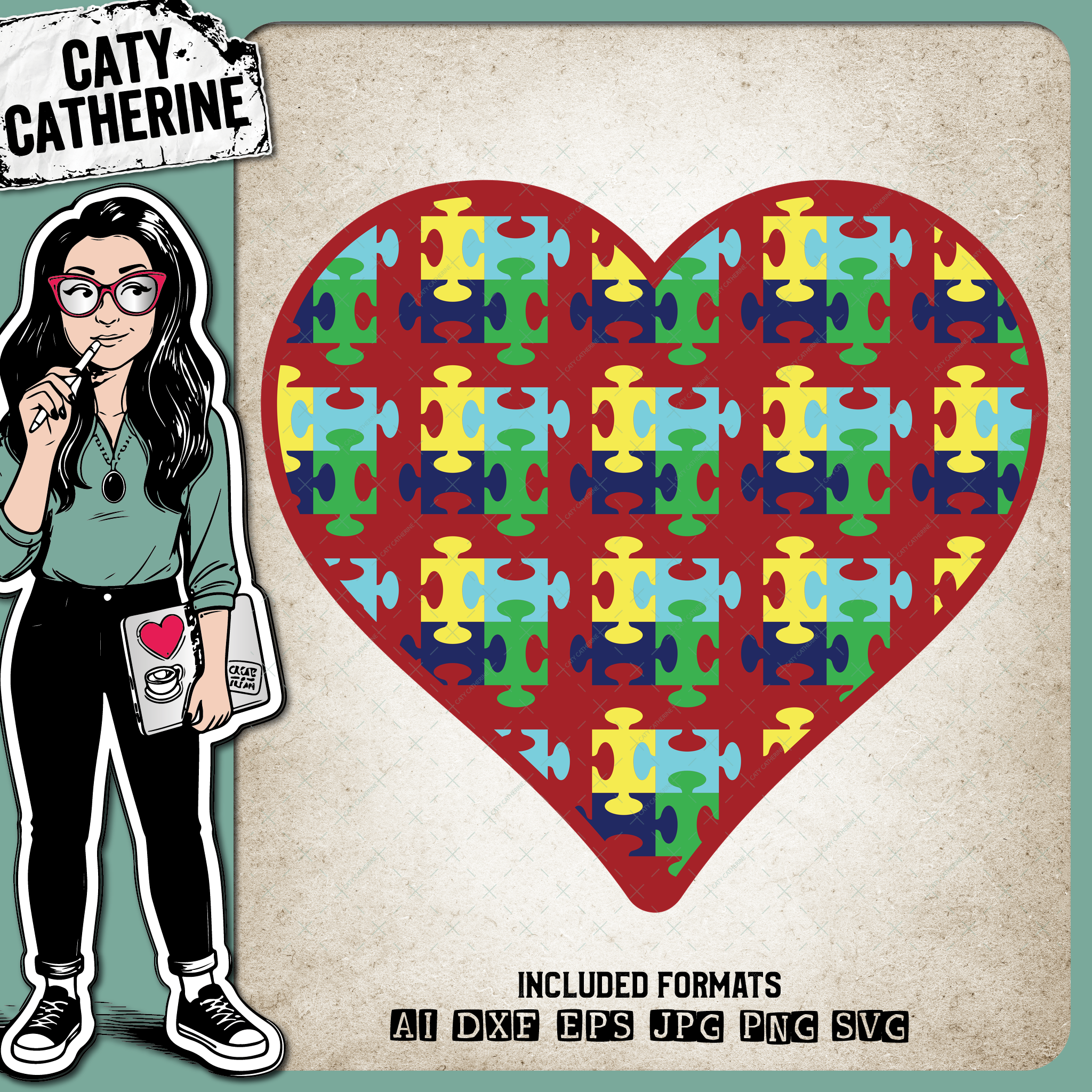 Love Heart Jigsaw for Autism Awareness – Health SVG Design by Caty Catherine