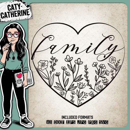 Family Floral Love Heart – SVG Design by Caty Catherine