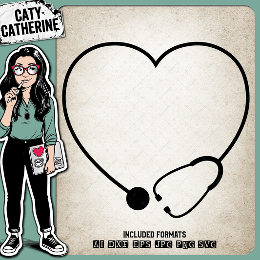 Doctor & Nurse Appreciation Love Heart with Stethoscope – Occupations SVG Design by Caty Catherine