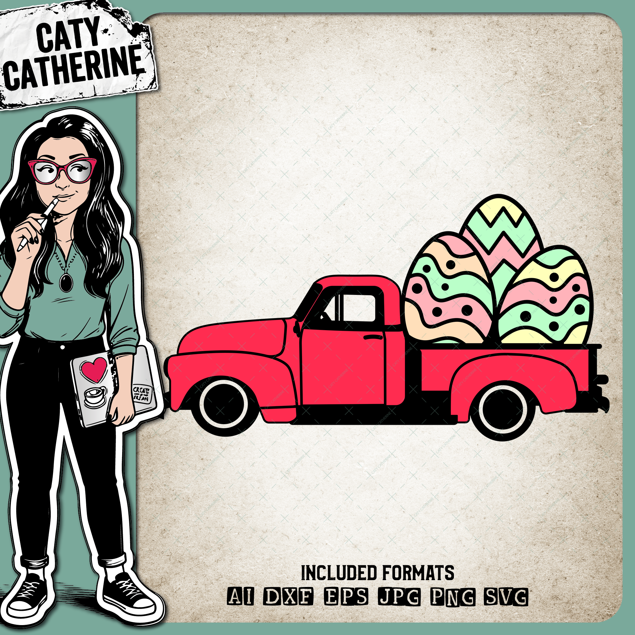 Easter Egg Red Truck – SVG Design by Caty Catherine