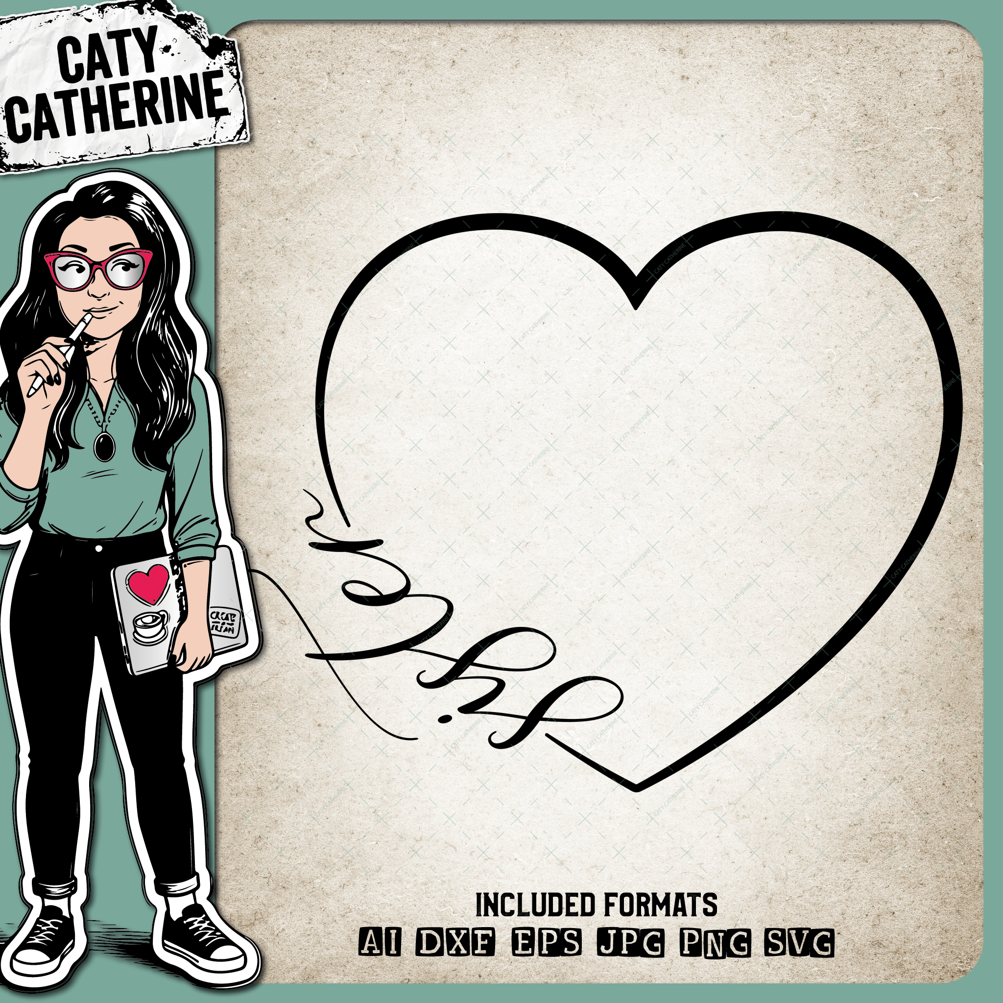 Sister Love Heart – Family SVG Design by Caty Catherine