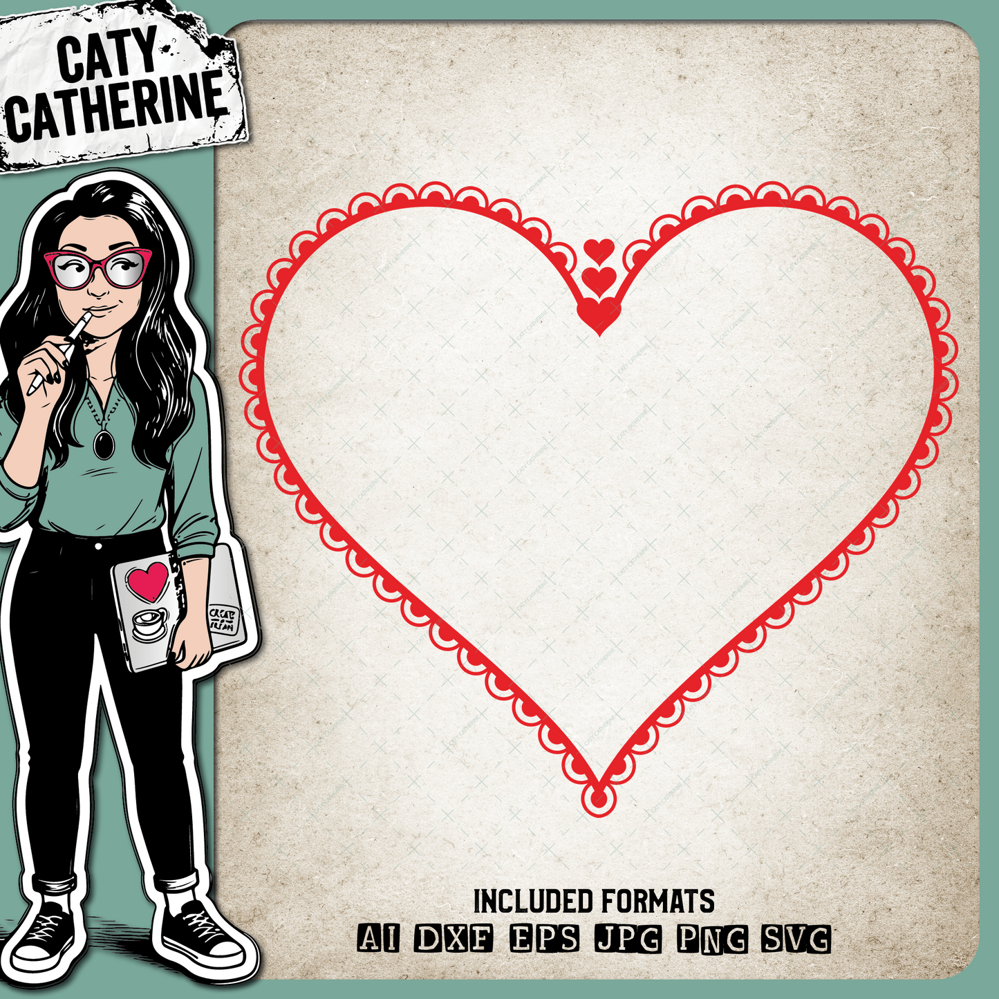 Lace Border Love Heart – SVG Design by Caty Catherine