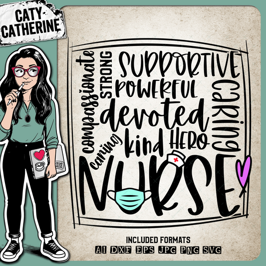 Nurse Typography Word Art Graphic – Occupations SVG Design by Caty Catherine