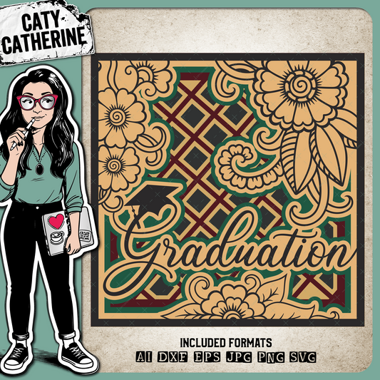Graduation Multi Layered 3D Mandala Papercut Shadowbox Template – Education SVG Design by Caty Catherine