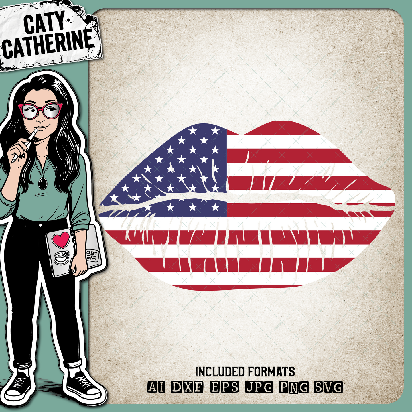 American Flag Lips – Travel SVG Design by Caty Catherine