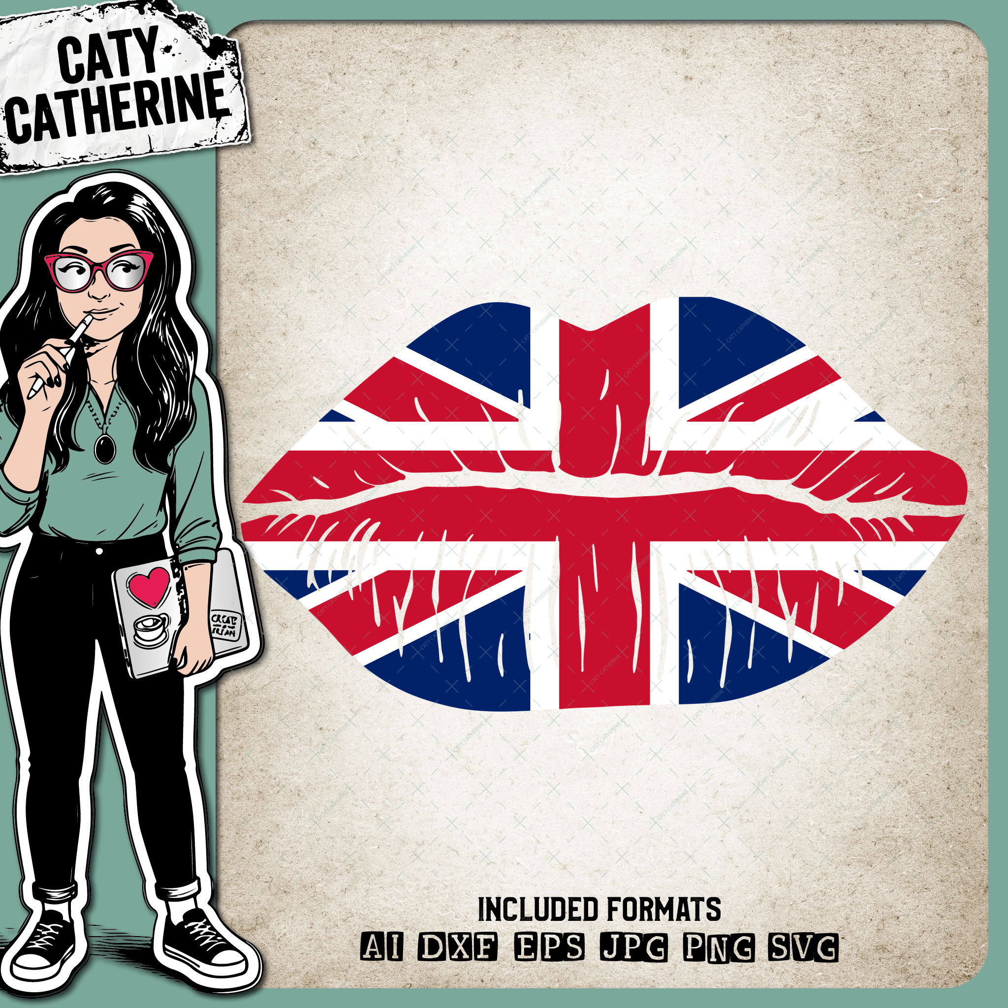 United Kingdom Flag Lips – Travel SVG Design by Caty Catherine