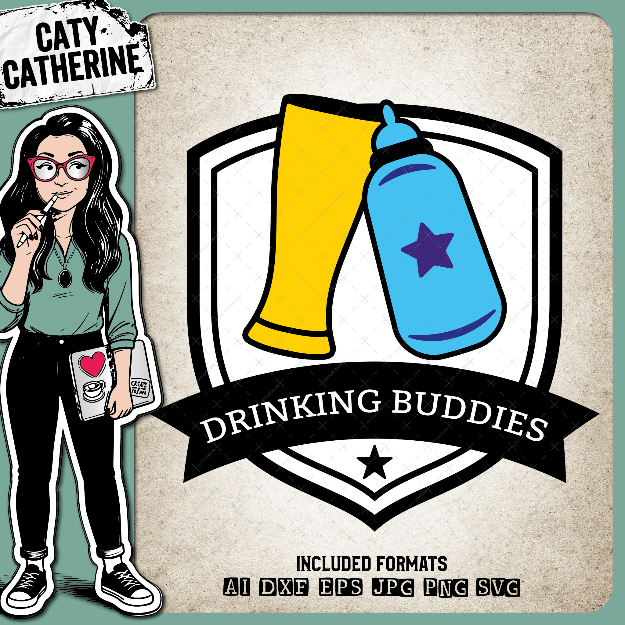 Drinking Buddies Baby Bottle And Beer Glass Father's Day – Father’s Day SVG Design by Caty Catherine