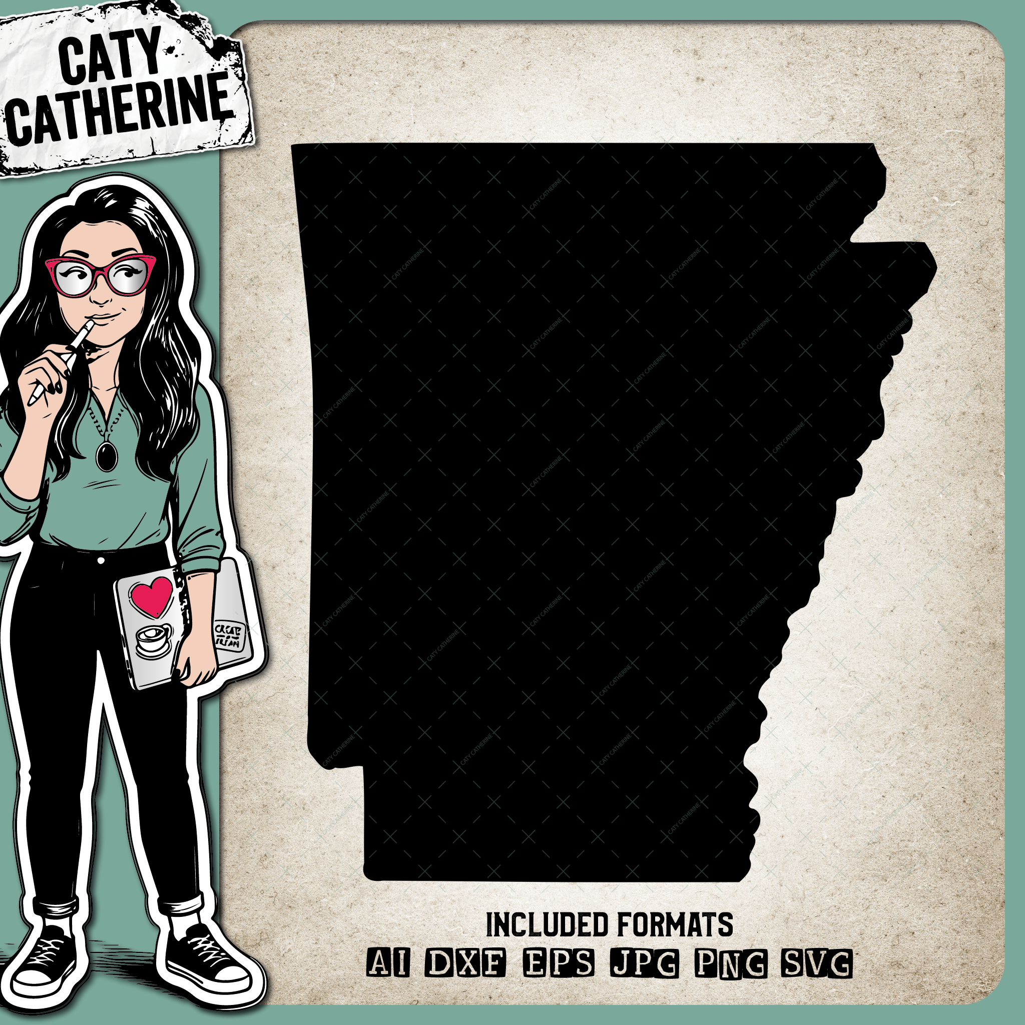 Arkansas Blank Template US State – Travel SVG Design by Caty Catherine