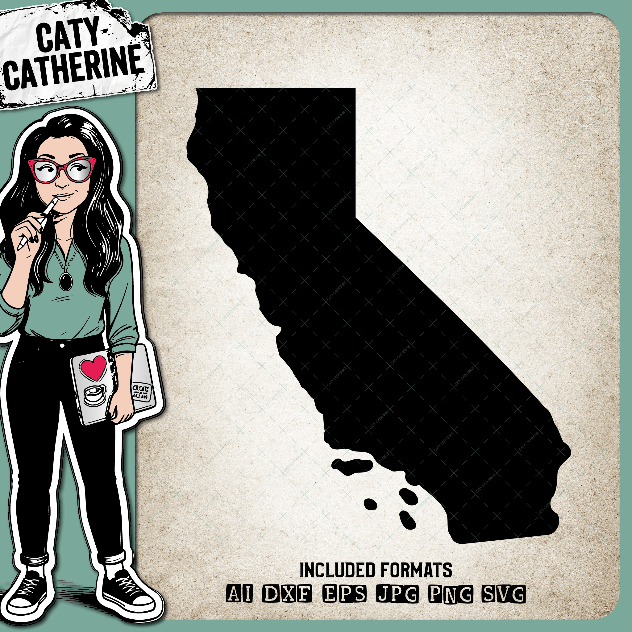 California Blank Template US State – Travel SVG Design by Caty Catherine