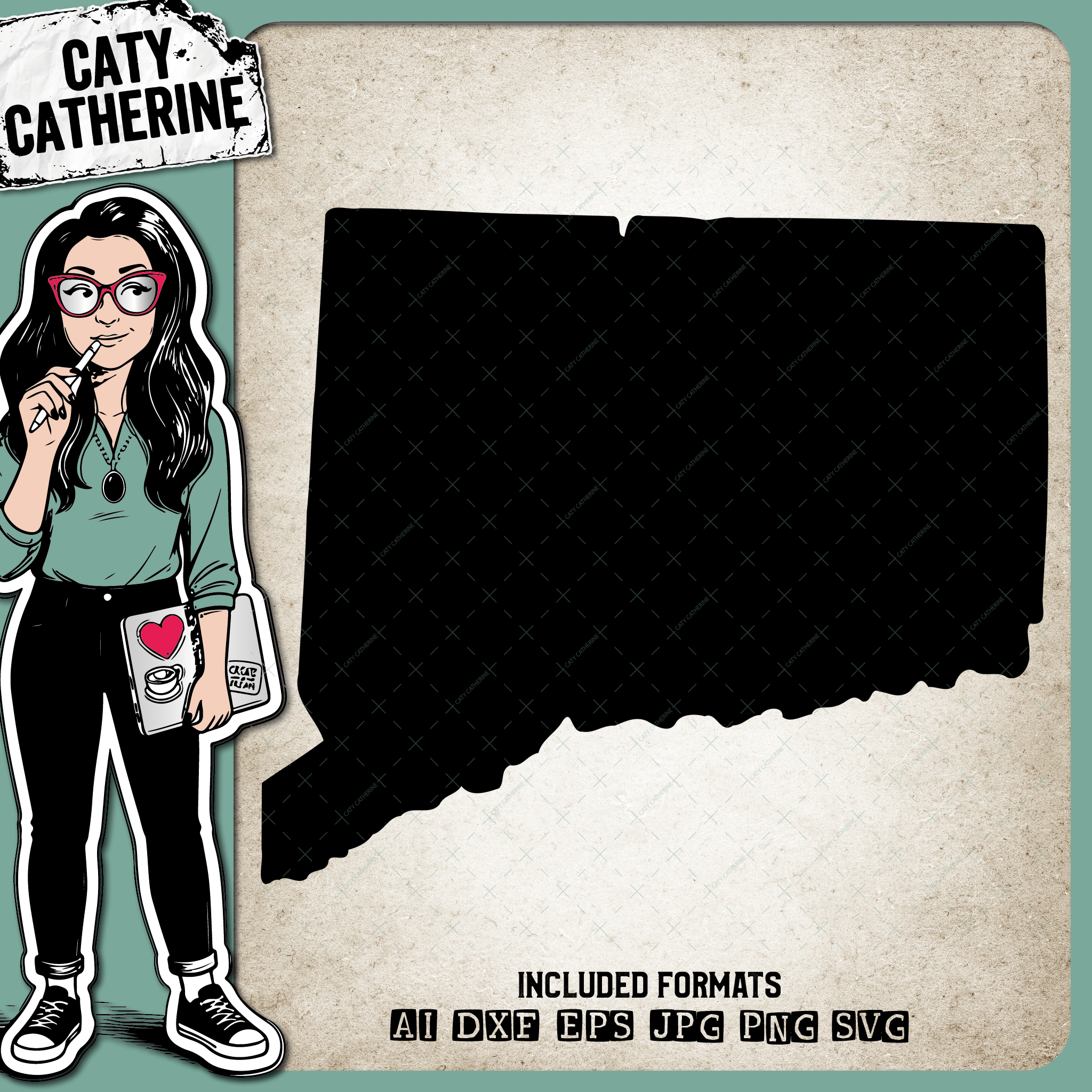Connecticut Blank Template US State – Travel SVG Design by Caty Catherine