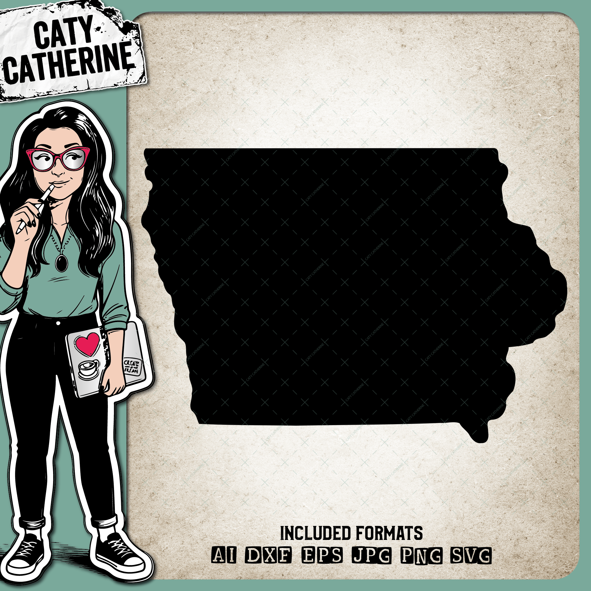 Iowa Blank Template US State – Travel SVG Design by Caty Catherine