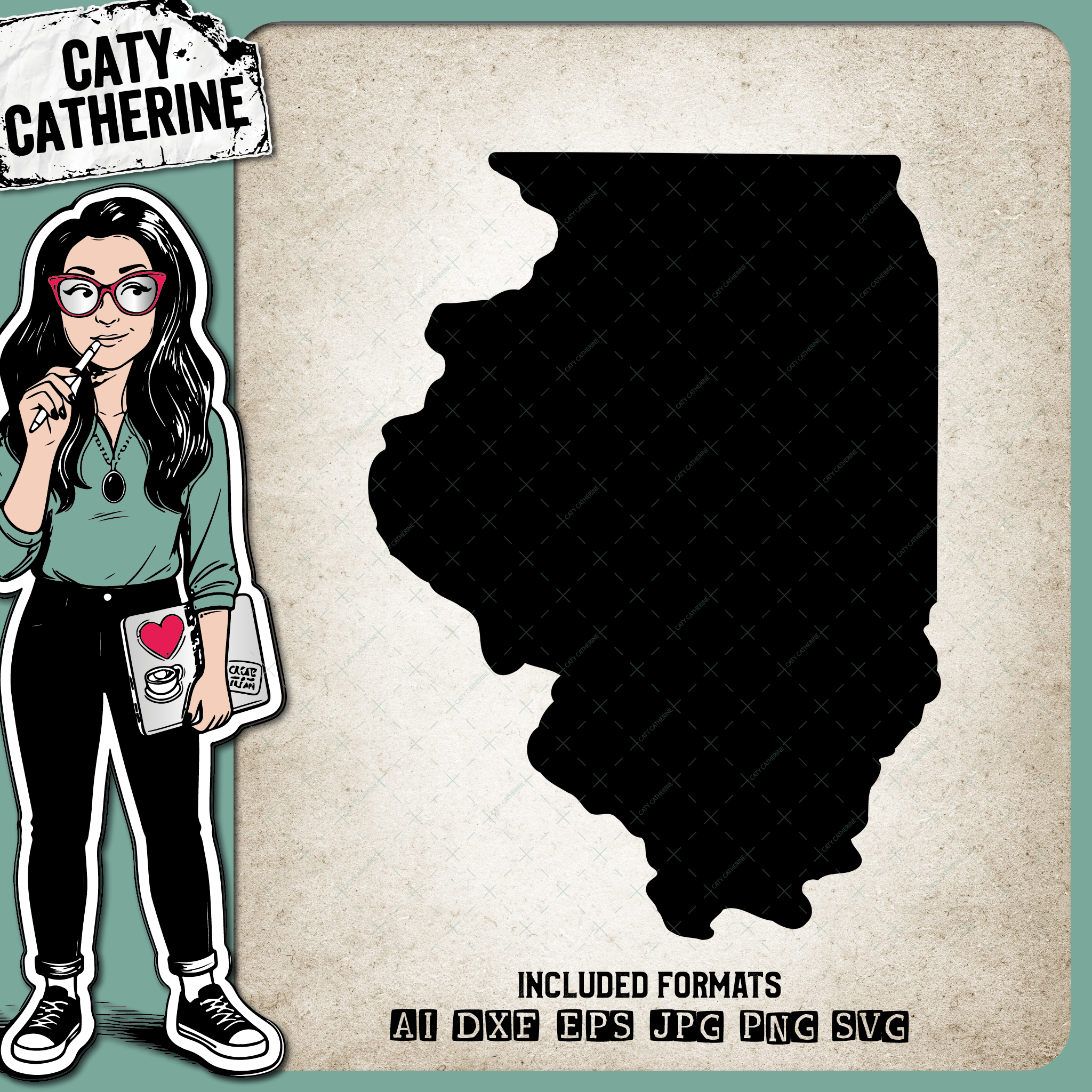 Illinois Blank Template US State – Travel SVG Design by Caty Catherine