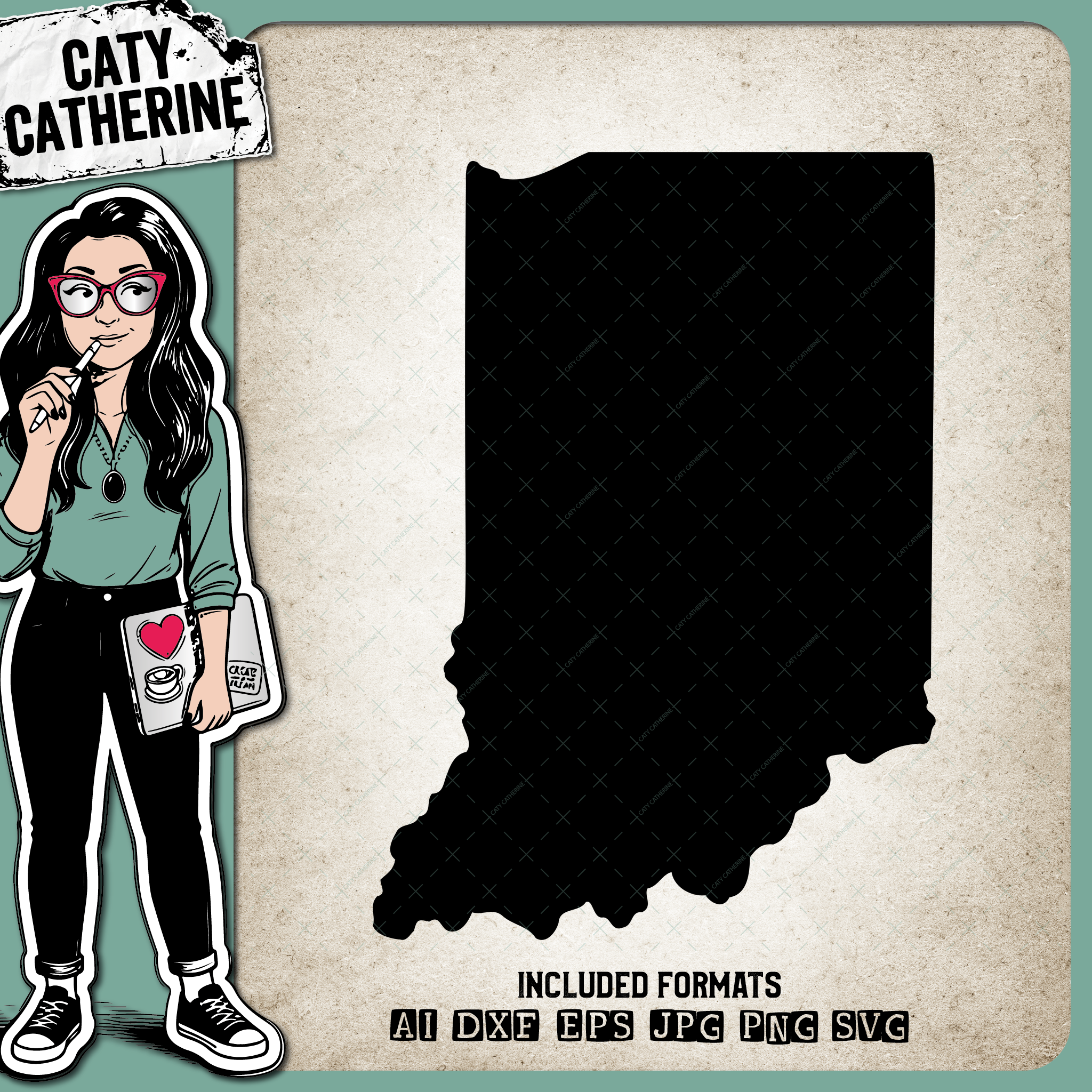 Indiana Blank Template US State – Travel SVG Design by Caty Catherine