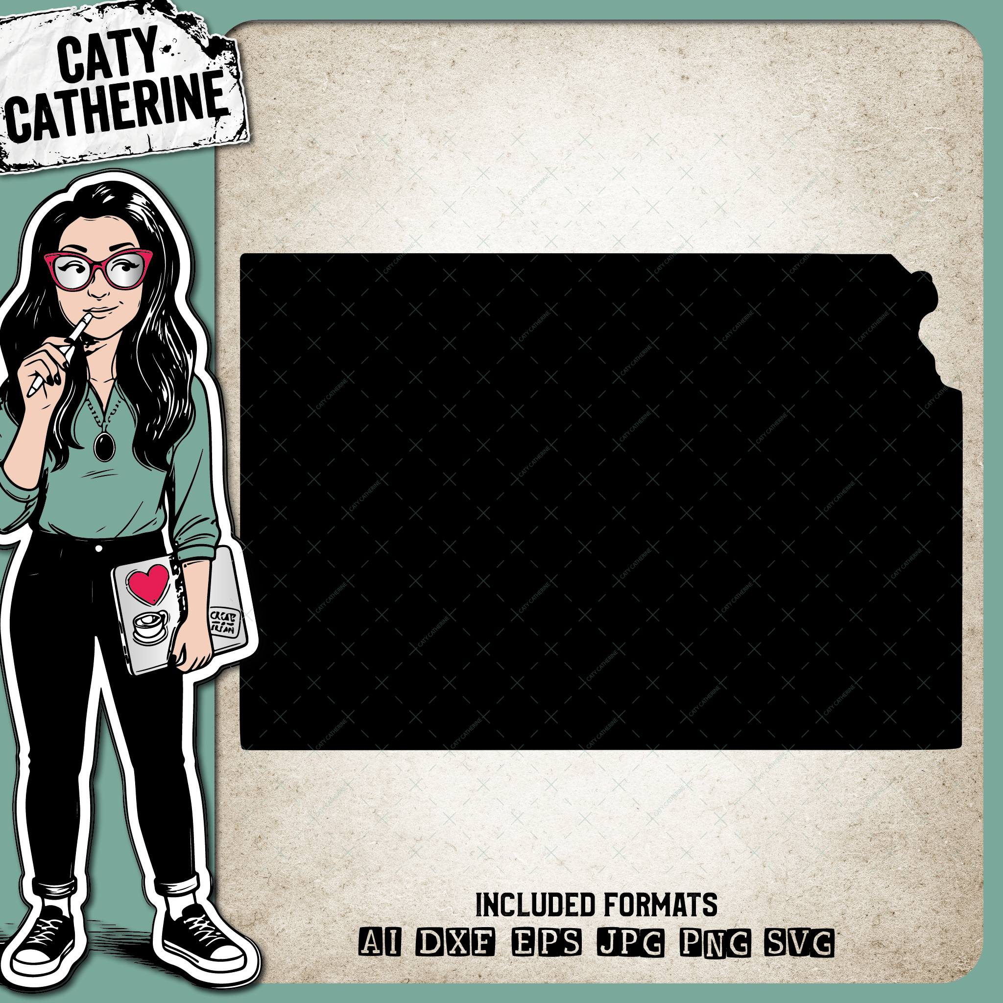 Kansas Blank Template US State – Travel SVG Design by Caty Catherine