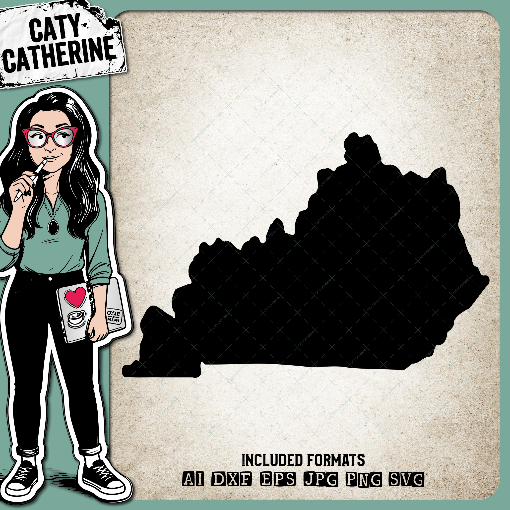 Kentucky Blank Template US State – Travel SVG Design by Caty Catherine