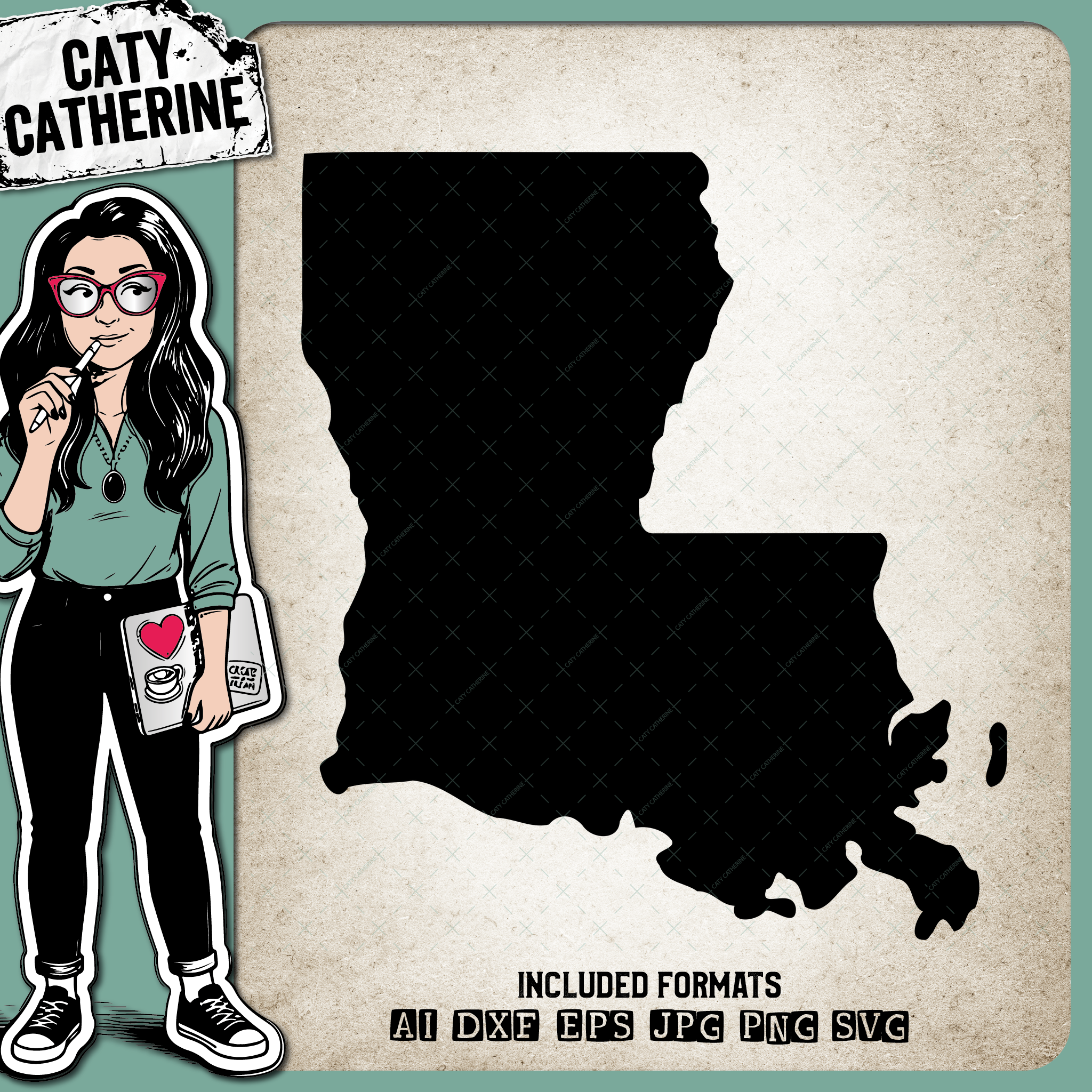 Louisiana Blank Template US State – Travel SVG Design by Caty Catherine